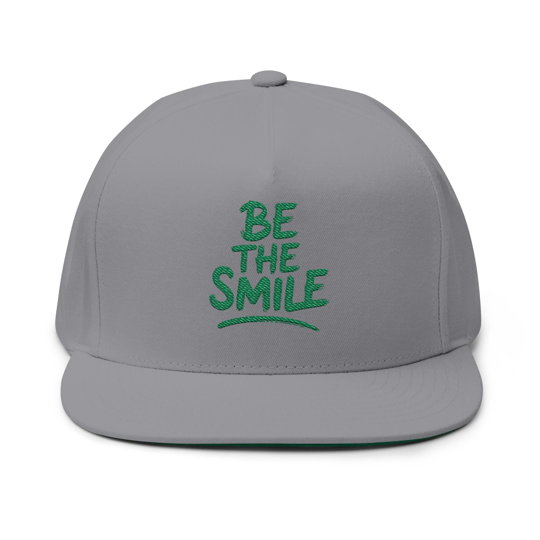 Flat Bill Cap - "Be The Smile" Embroidered Snapback Hat