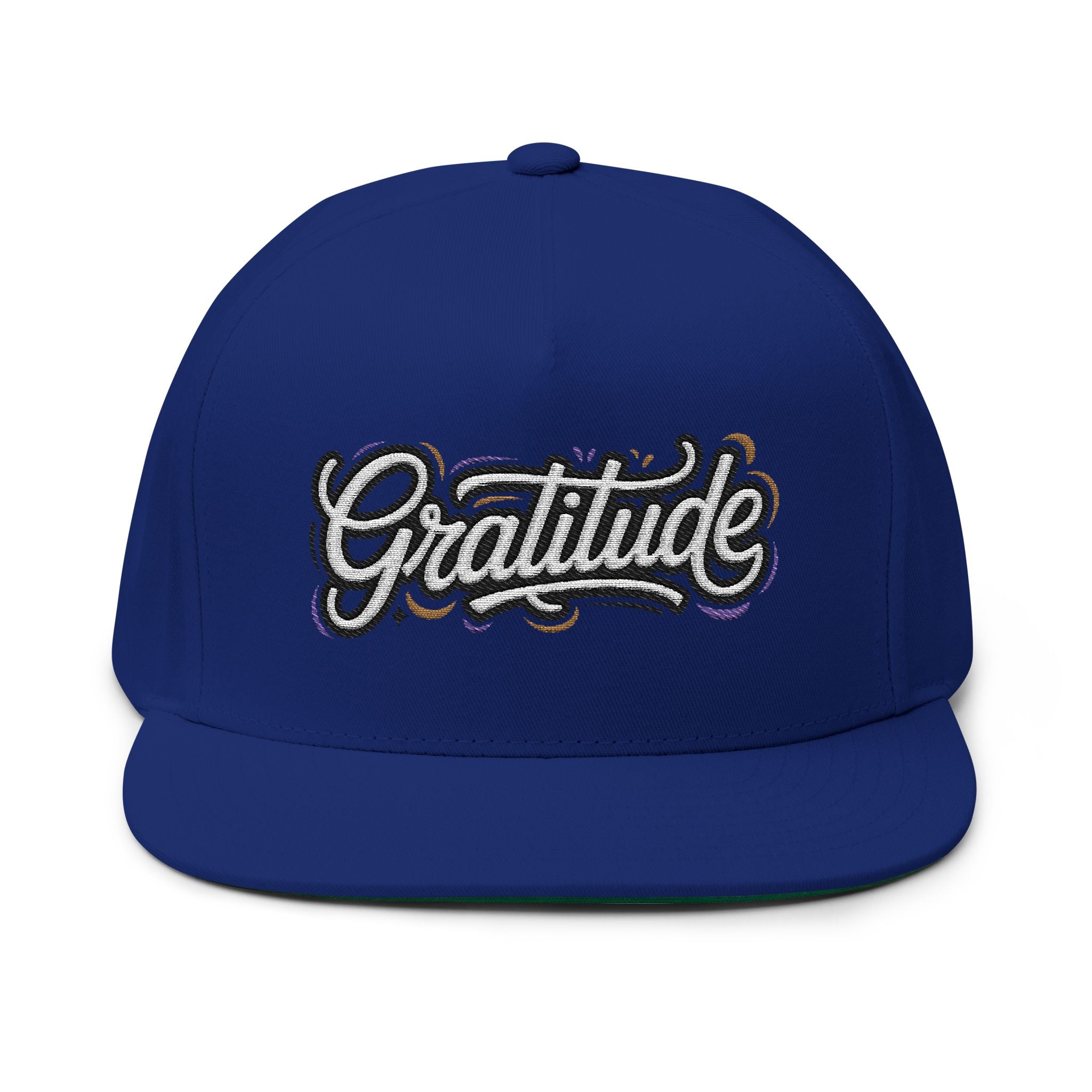 Flat Bill Cap - "GRATITUDE" Embroidered Snapback Hat