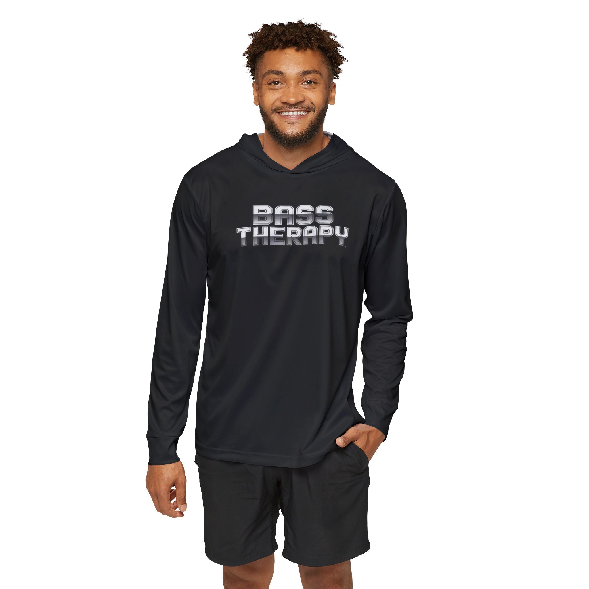 Bass Therapy ultra comfort beach and excercise hoodie — Men's lightweight, UV anywhere shirt