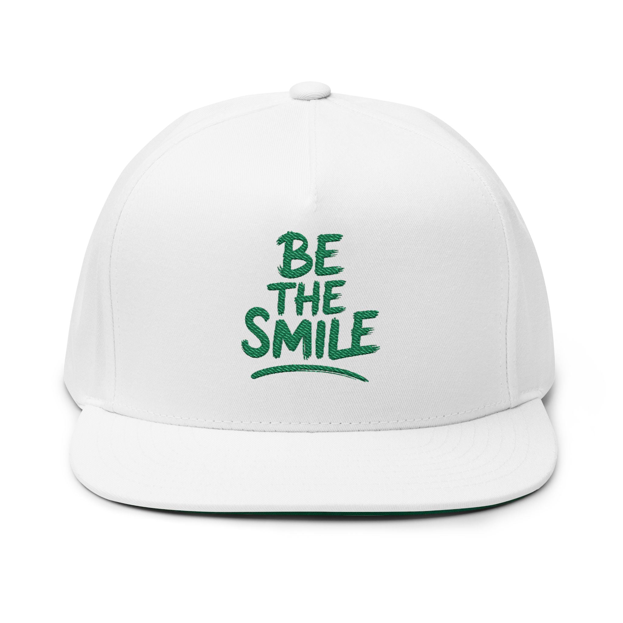 Flat Bill Cap - "Be The Smile" Embroidered Snapback Hat