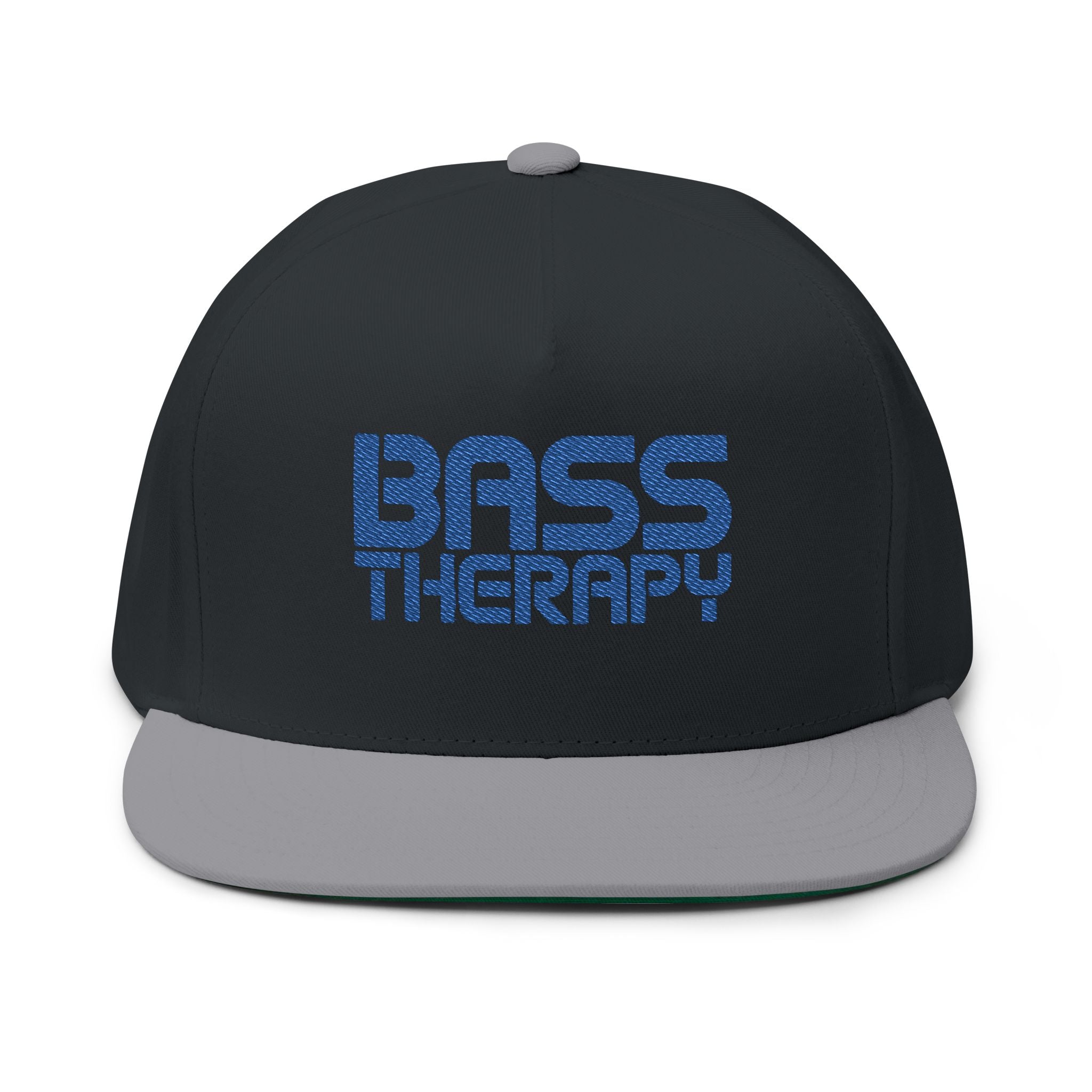 Flat Bill Cap - "Bass Therapy" Embroidered Snapback Hat