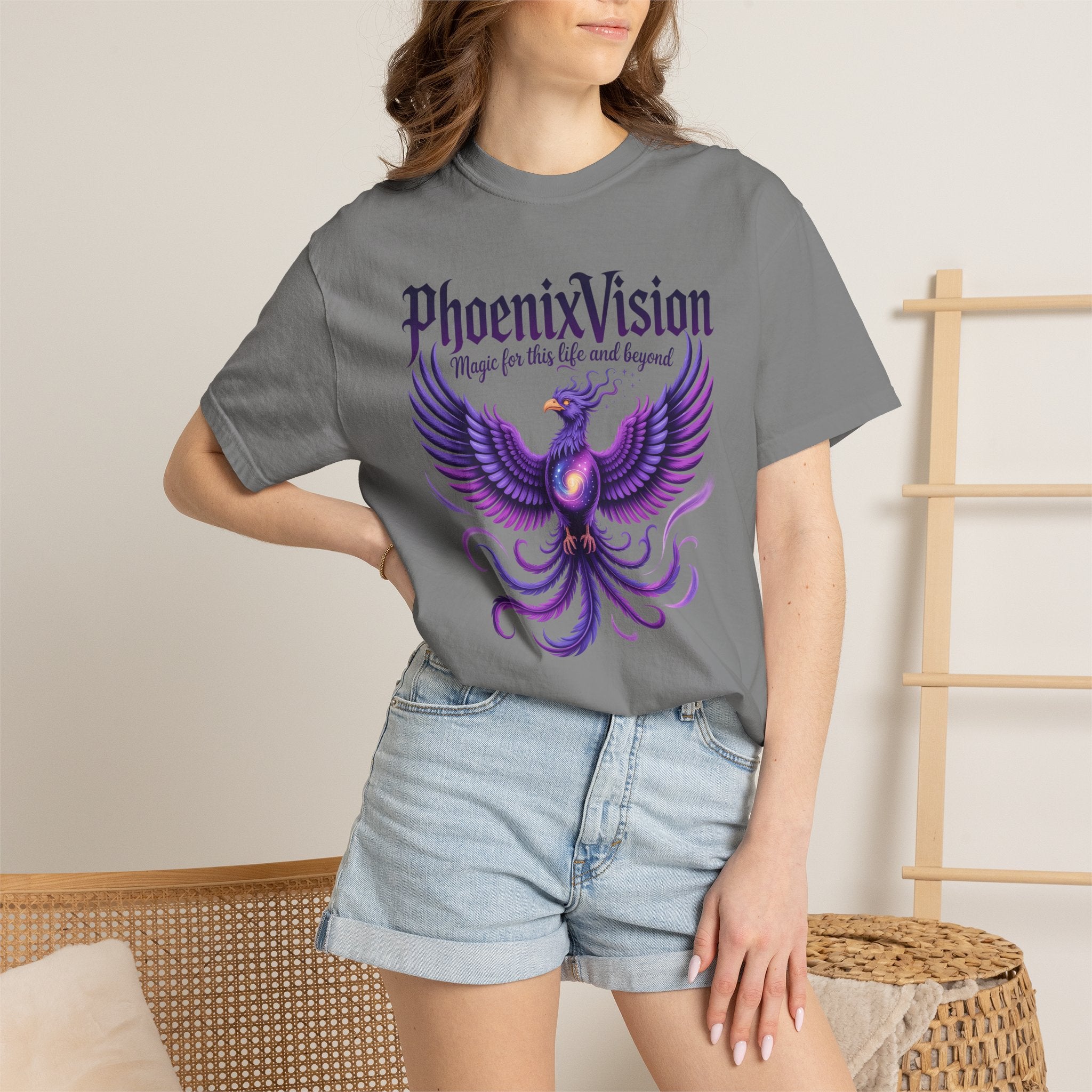 Phoenix Vision Graphic T-Shirt – Purple Phoenix "Magic from this Life and Beyond"