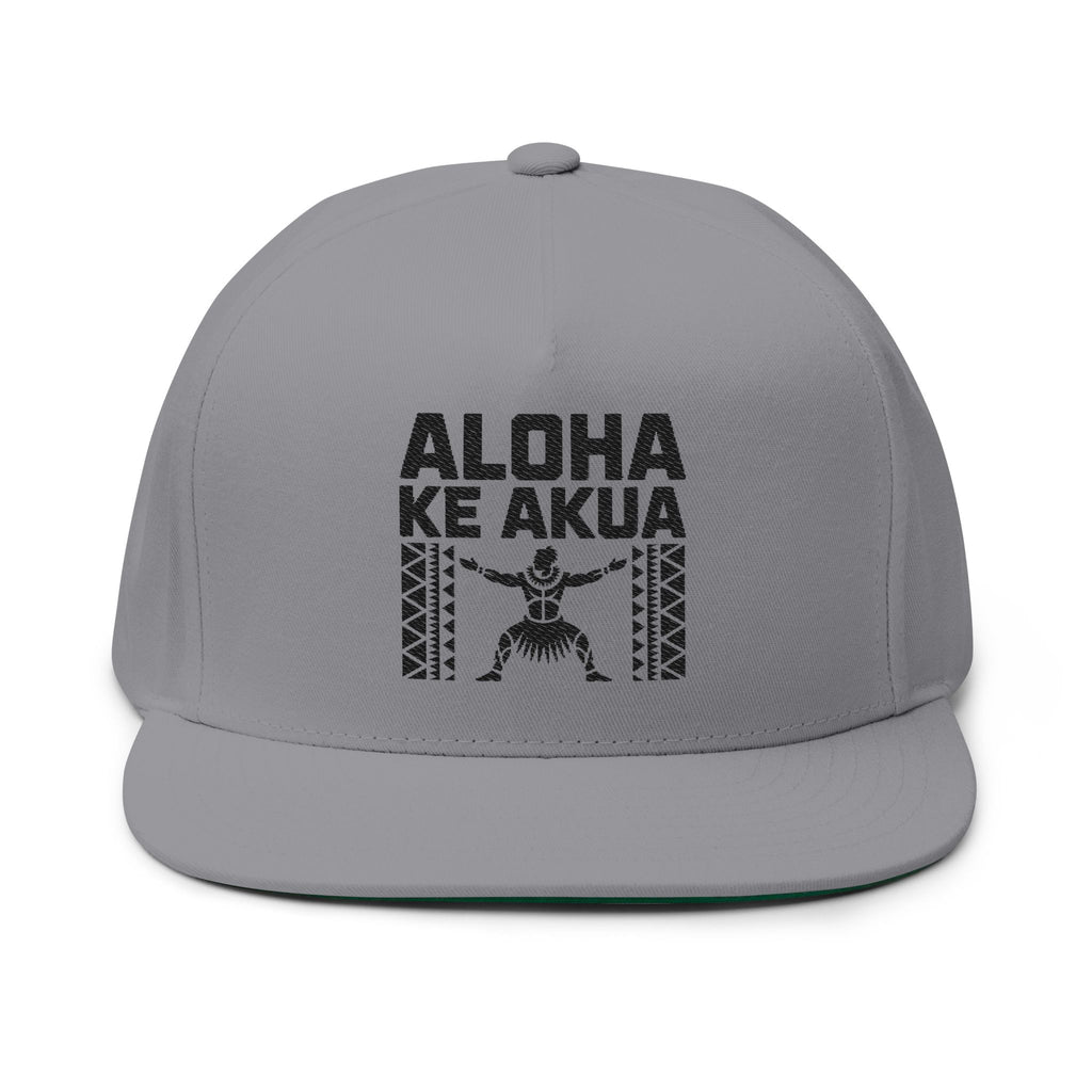 "Aloha ke akua" Flat Bill Cap - Embroidered Snapback Hat