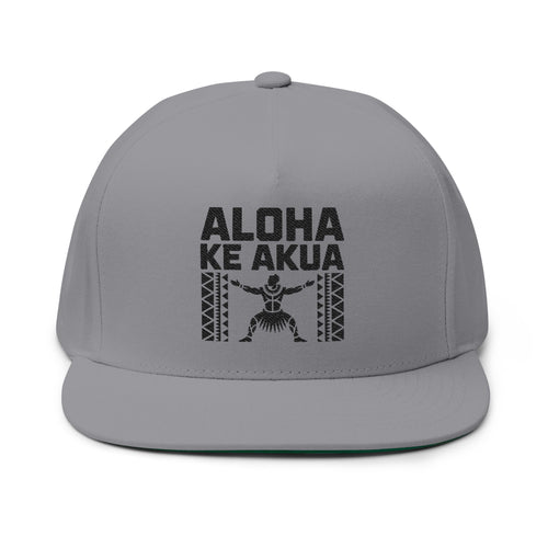 "Aloha ke akua" Flat Bill Cap - Embroidered Snapback Hat