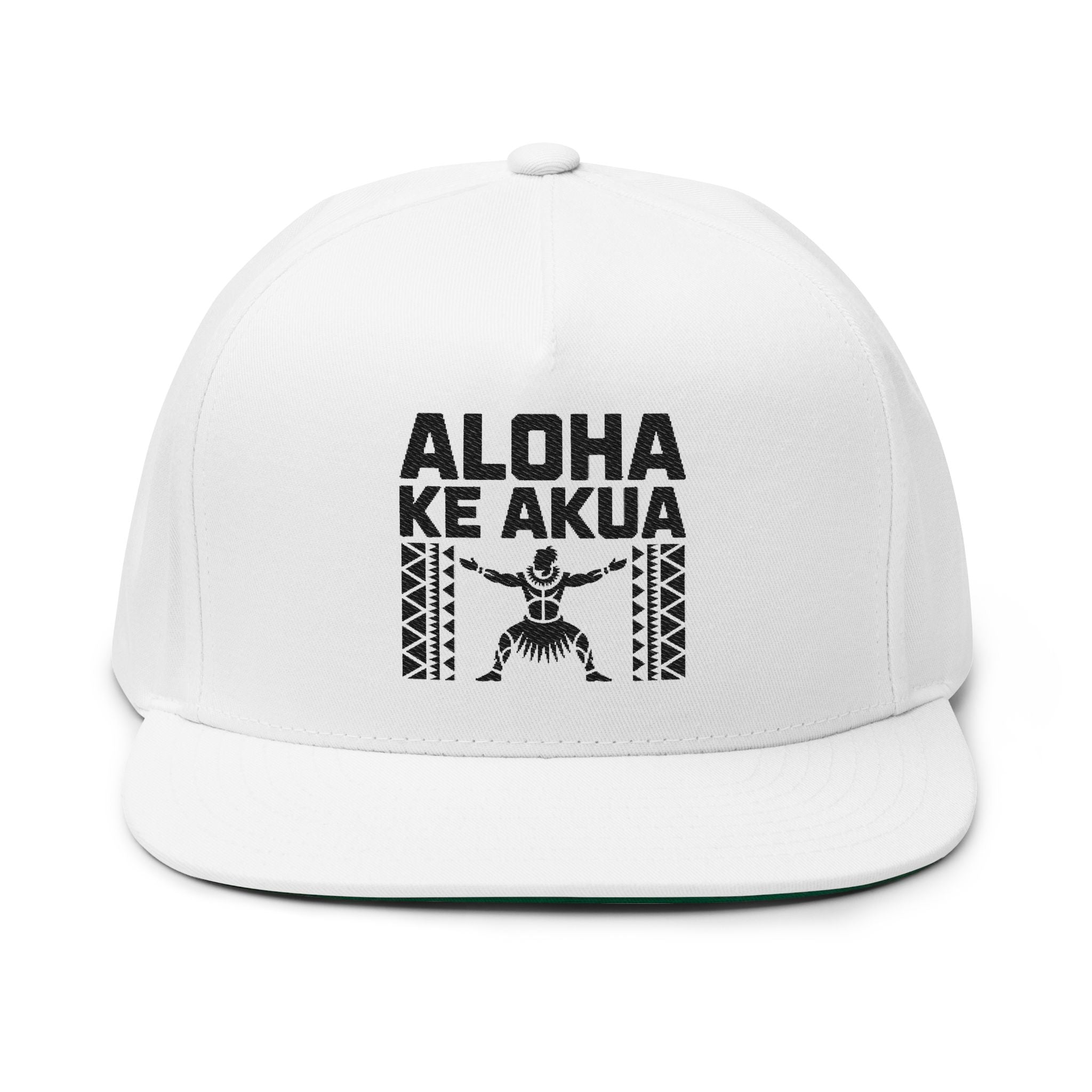 "Aloha ke akua" Flat Bill Cap - Embroidered Snapback Hat
